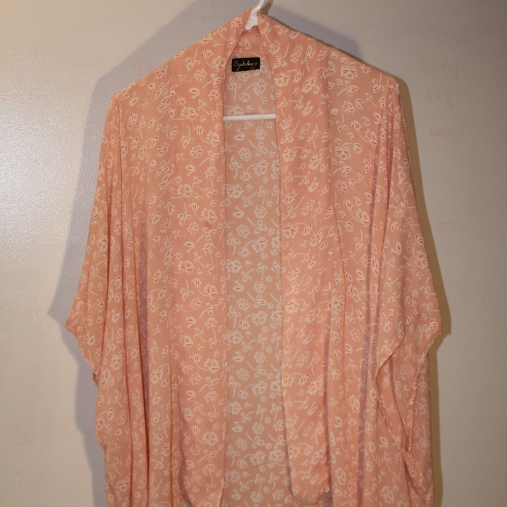 Peach Kimono with White Flowers